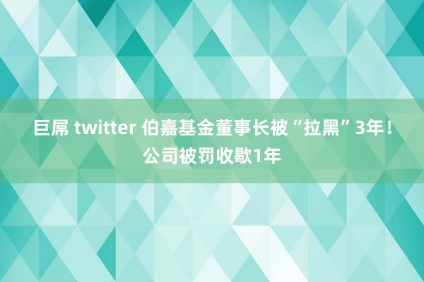 巨屌 twitter 伯嘉基金董事长被“拉黑”3年！公司被罚收歇1年