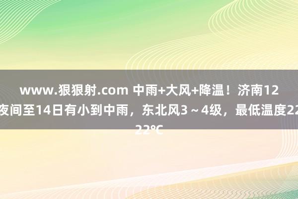 www.狠狠射.com 中雨+大风+降温！济南12昼夜间至14日有小到中雨，东北风3～4级，最低温度22℃