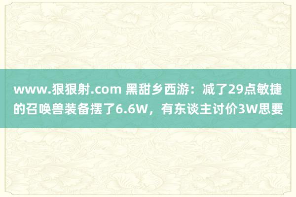 www.狠狠射.com 黑甜乡西游：减了29点敏捷的召唤兽装备摆了6.6W，有东谈主讨价3W思要