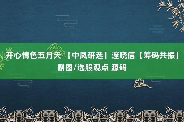 开心情色五月天 【中凤研选】邃晓信【筹码共振】副图/选股观点 源码