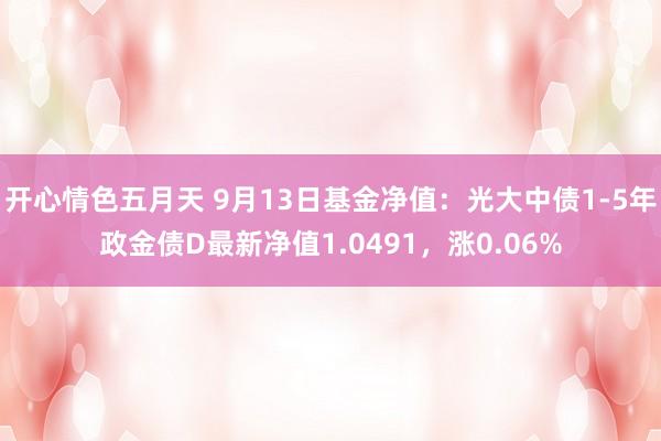 开心情色五月天 9月13日基金净值：光大中债1-5年政金债D最新净值1.0491，涨0.06%