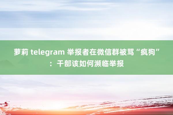 萝莉 telegram 举报者在微信群被骂“疯狗”：干部该如何濒临举报