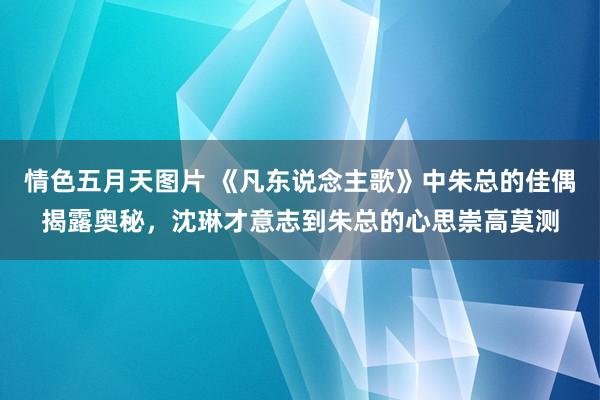 情色五月天图片 《凡东说念主歌》中朱总的佳偶揭露奥秘，沈琳才意志到朱总的心思崇高莫测