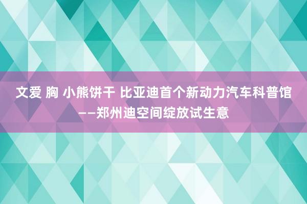 文爱 胸 小熊饼干 比亚迪首个新动力汽车科普馆——郑州迪空间绽放试生意