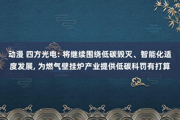 动漫 四方光电: 将继续围绕低碳毁灭、智能化适度发展， 为燃气壁挂炉产业提供低碳科罚有打算