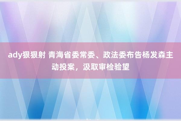 ady狠狠射 青海省委常委、政法委布告杨发森主动投案，汲取审检验望