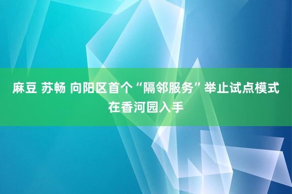 麻豆 苏畅 向阳区首个“隔邻服务”举止试点模式在香河园入手