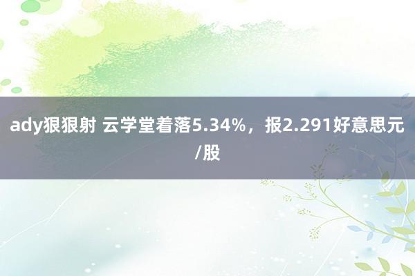 ady狠狠射 云学堂着落5.34%，报2.291好意思元/股