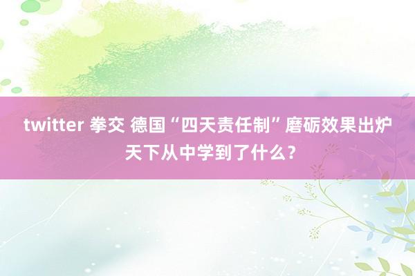 twitter 拳交 德国“四天责任制”磨砺效果出炉 天下从中学到了什么？