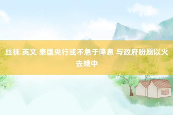 丝袜 英文 泰国央行或不急于降息 与政府盼愿以火去蛾中