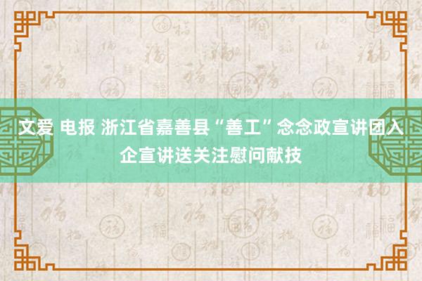 文爱 电报 浙江省嘉善县“善工”念念政宣讲团入企宣讲送关注慰问献技