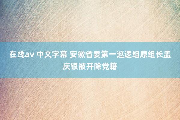 在线av 中文字幕 安徽省委第一巡逻组原组长孟庆银被开除党籍