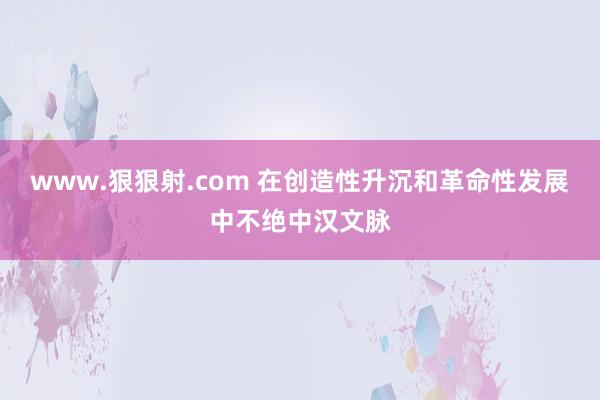 www.狠狠射.com 在创造性升沉和革命性发展中不绝中汉文脉