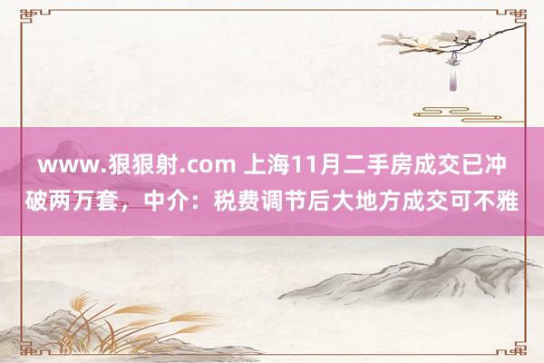 www.狠狠射.com 上海11月二手房成交已冲破两万套，中介：税费调节后大地方成交可不雅