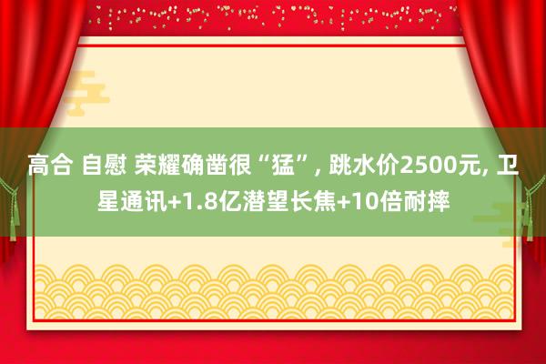 高合 自慰 荣耀确凿很“猛”， 跳水价2500元， 卫星通讯+1.8亿潜望长焦+10倍耐摔