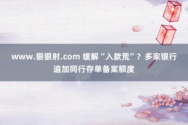 www.狠狠射.com 缓解“入款荒”？多家银行追加同行存单备案额度