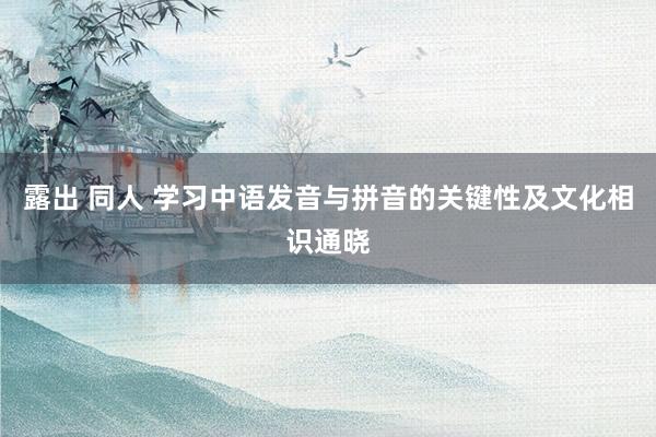 露出 同人 学习中语发音与拼音的关键性及文化相识通晓