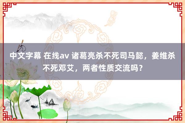 中文字幕 在线av 诸葛亮杀不死司马懿，姜维杀不死邓艾，两者性质交流吗？