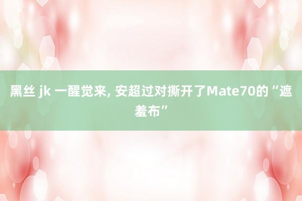 黑丝 jk 一醒觉来， 安超过对撕开了Mate70的“遮羞布”