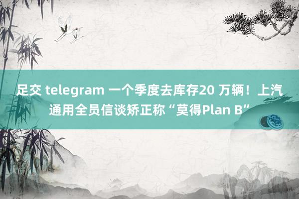 足交 telegram 一个季度去库存20 万辆！上汽通用全员信谈矫正称“莫得Plan B”