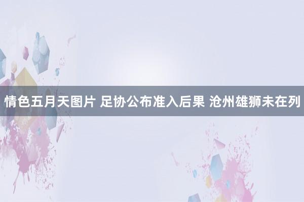 情色五月天图片 足协公布准入后果 沧州雄狮未在列